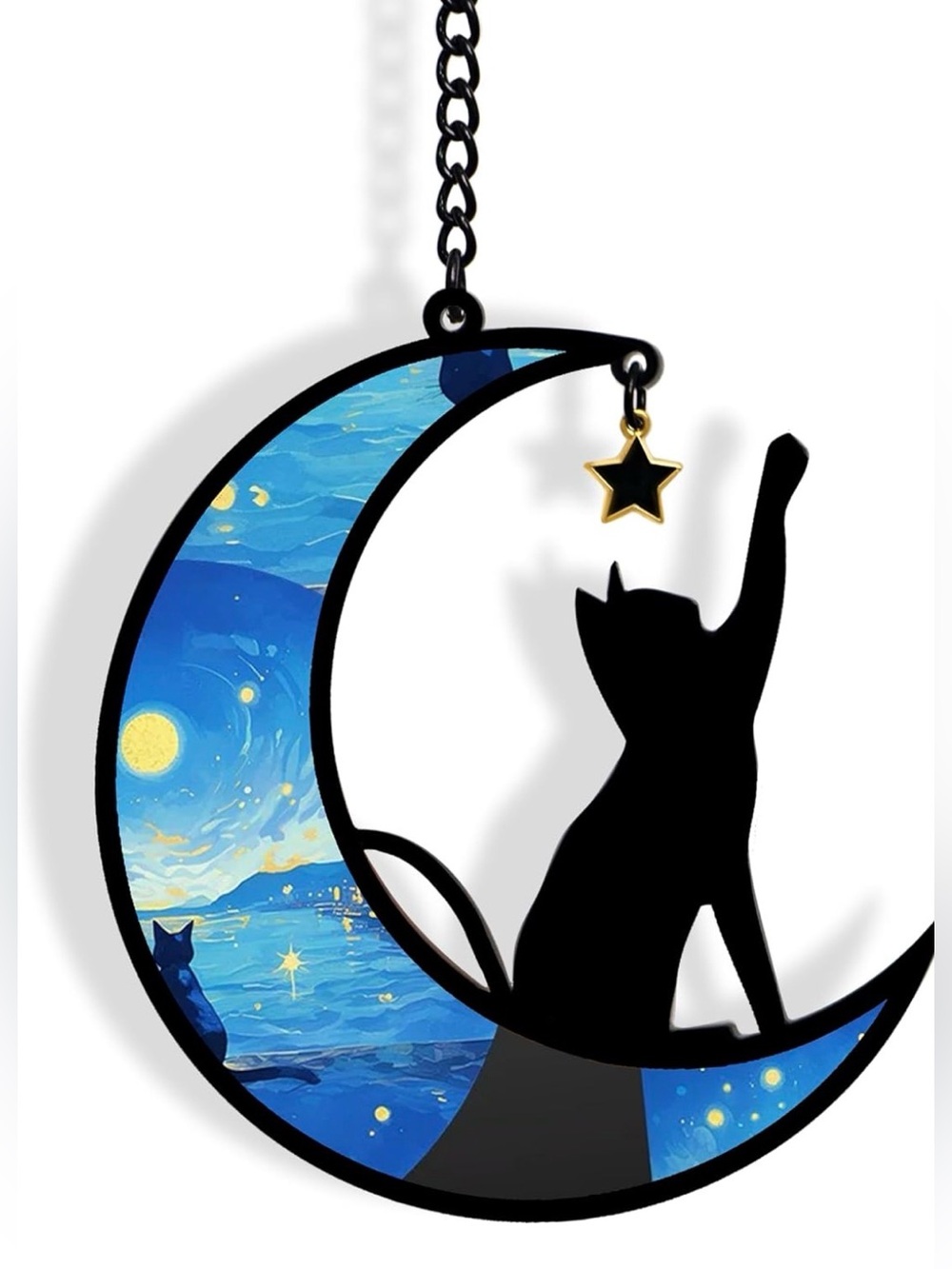 Blue Moon & Black Cat Sun Catcher